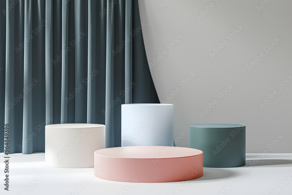 set of abstract pedestal podiums cut out AI generative set of abstract pedestal podiums cut out AI generative