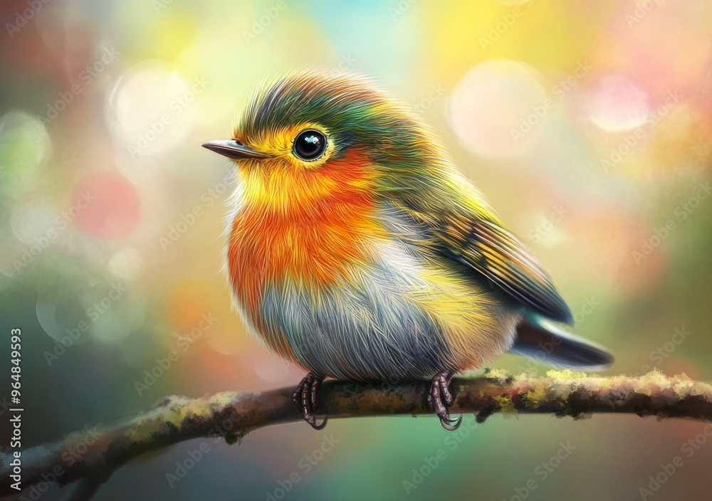 Rainbow gradient line art illustration depicting a cartoon bluebird Rainbow gradient line art illustration depicting a cartoon bluebird