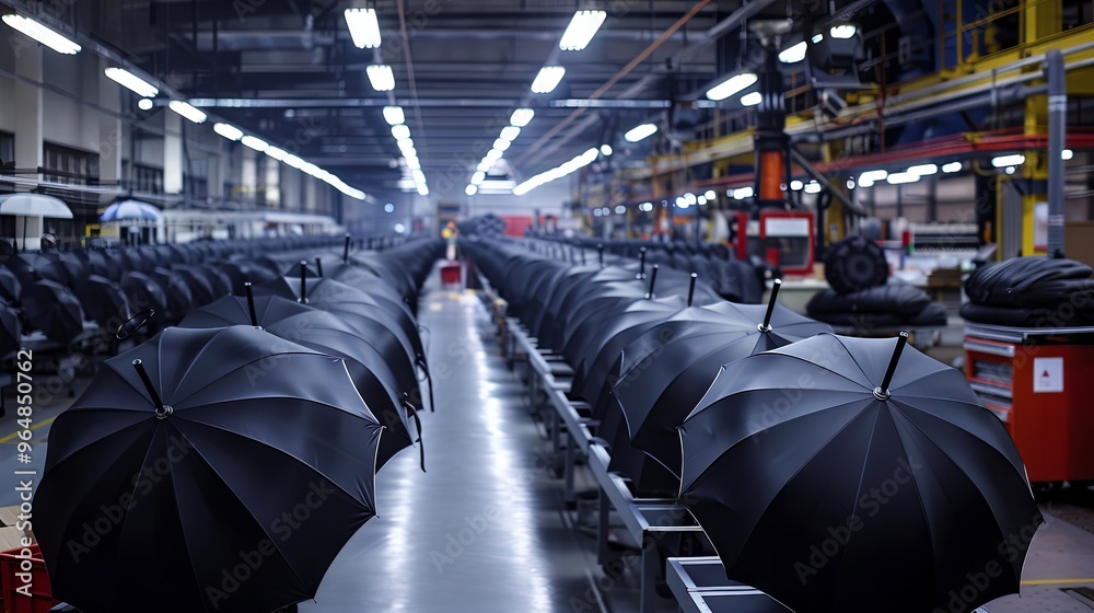 Fototapeta premium Umbrella manufacturing at the factory using cutting-edge technology