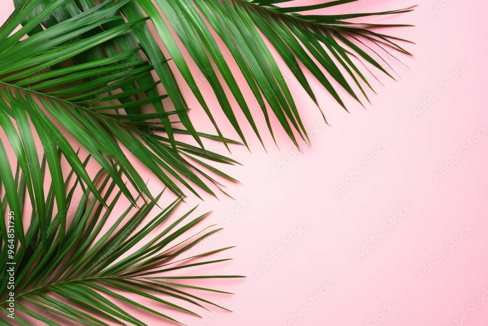 Fototapeta premium Palm Leaf on Pink Background