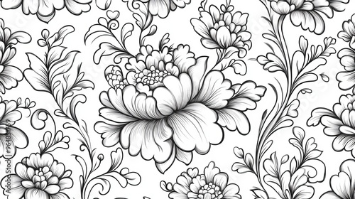 This black and white abstract design includes doodles and zentangles, and is suitable for coloring books, cards and invitations. photo