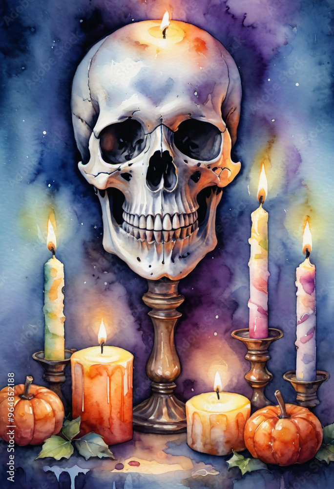 halloween skull and candle halloween skull and candle