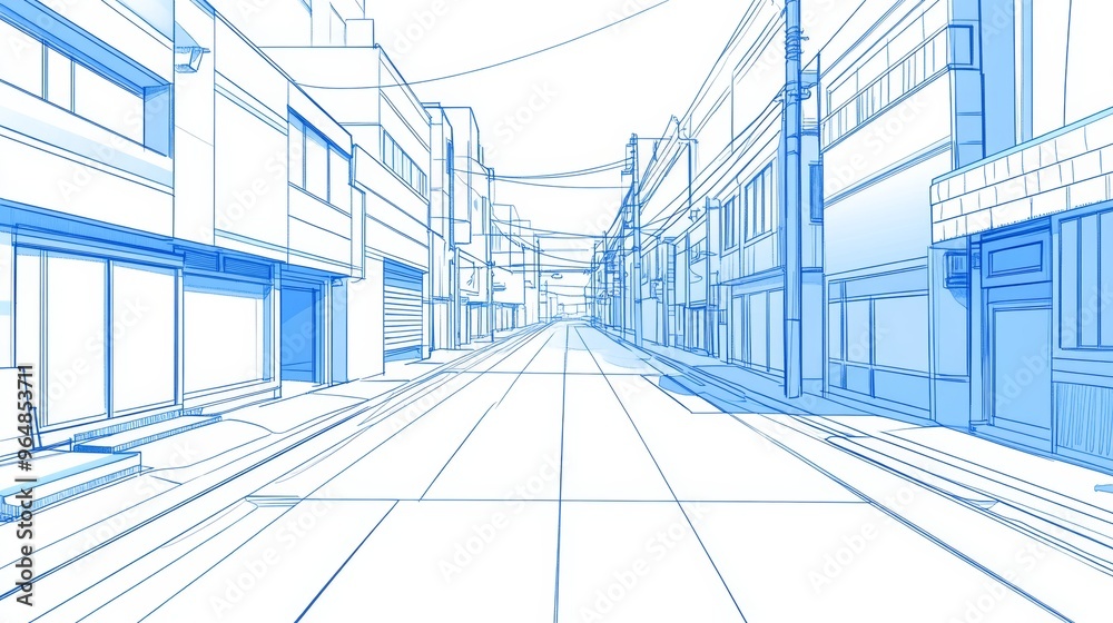 Image of a line art illustration showcasing a futuristic design suitable for wallpaper displaying an urban background Image of a line art illustration showcasing a futuristic design suitable for wallpaper displaying an urban background