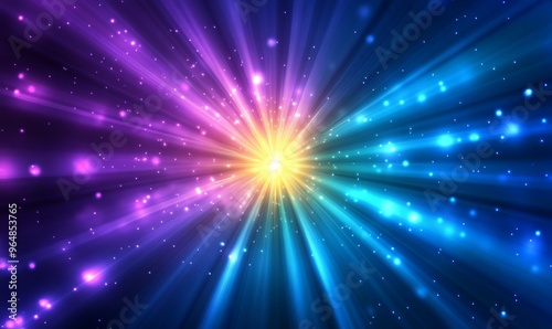 An abstract background featuring a line art illustration of an explosion of rays Graphic representation of dynamic illumination