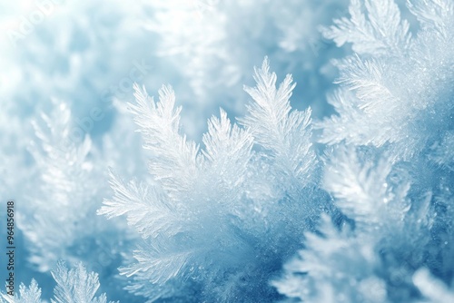 Close-up of delicate ice crystals, ideal for winter-themed designs and nature backgrounds.