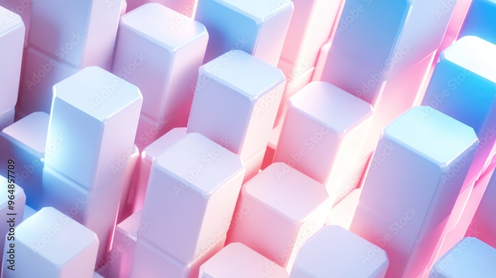 Abstract 3D Cubes with Pink and Blue Lighting Abstract 3D Cubes with Pink and Blue Lighting