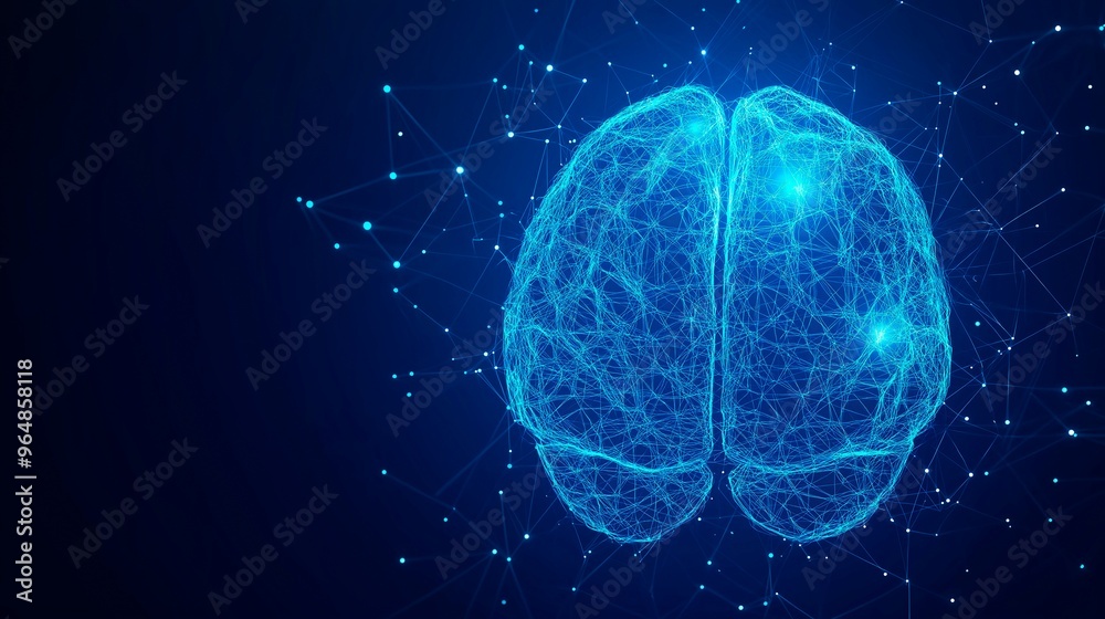 brain with glowing dots brain with glowing dots