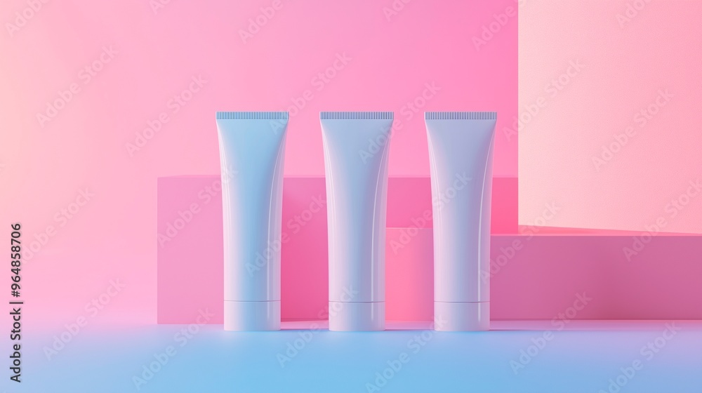  white cream tubes and pink background