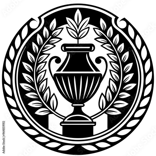 Elegant Garden Emblem Serene Pottery art vector photo