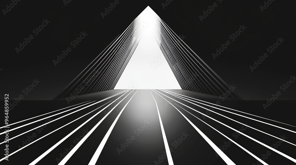 Obraz premium Modern 3D geometric illustration featuring circular arching lines perfect for use as a template