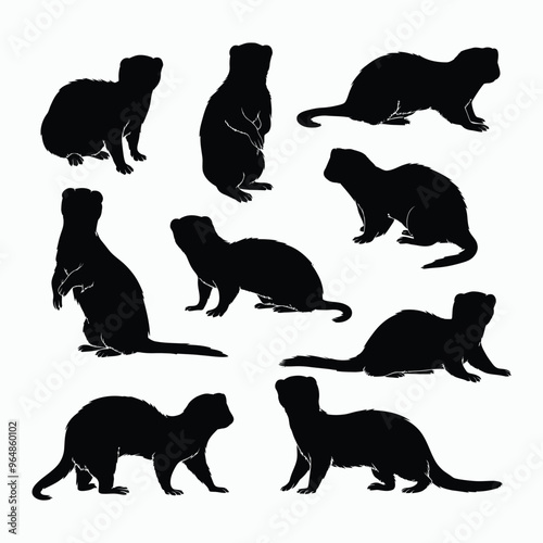 Ferret Silhouette Vector Bundle Animals Illustration Template