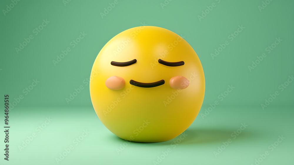 Fototapeta premium Sleepy eyes and mouth emoji expression on green background