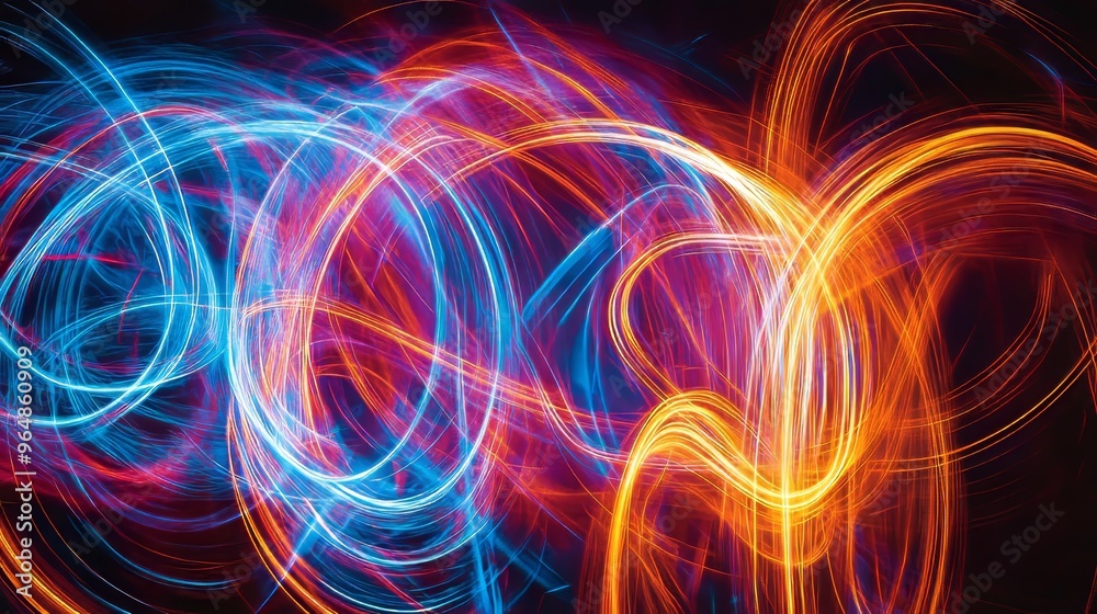 Illustration showing light painting techniques using glow sticks Illustration showing light painting techniques using glow sticks