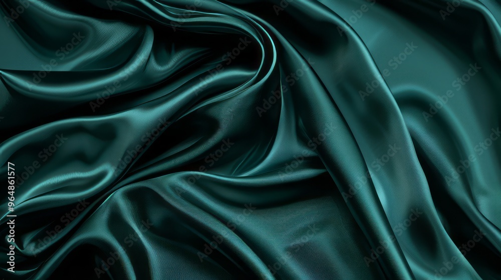 Shiny Dark Teal Green Satin Fabric for Elegant Web Banner Design Shiny Dark Teal Green Satin Fabric for Elegant Web Banner Design