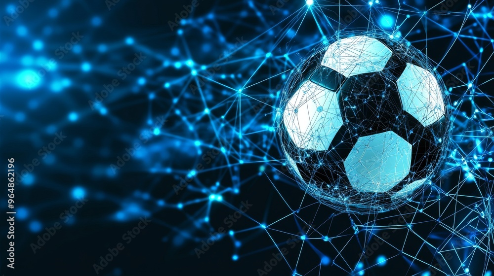 Fototapeta premium 3D football illustration with abstract graphic background and beautiful lighting creating a digital sport design with a line art style