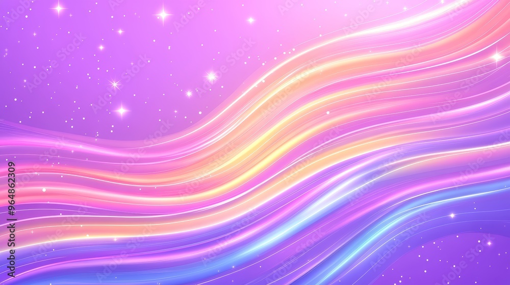 Colorful wave lines on a starry purple background Colorful wave lines on a starry purple background