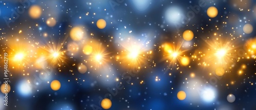 Wallpaper Mural Sparkling golden bokeh on dark blue background Torontodigital.ca