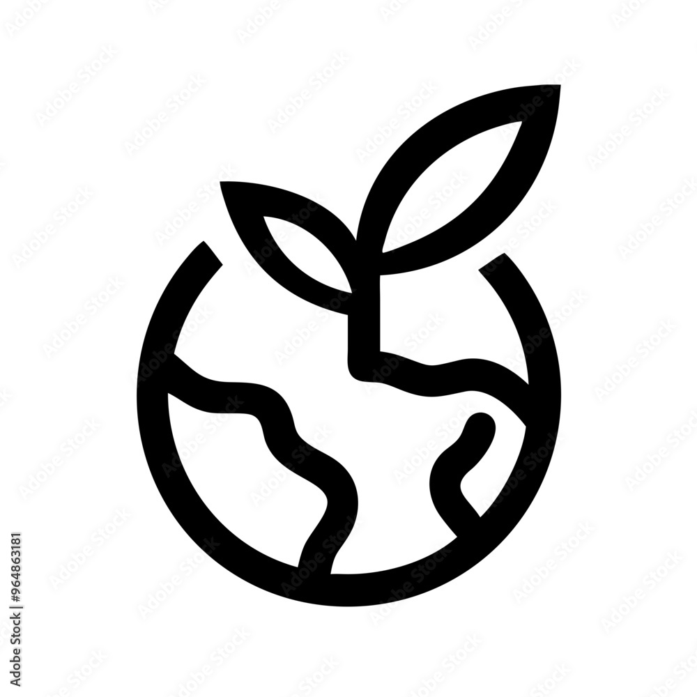 Earth globe with plant growing, eco-friendly concept in black and white style Earth globe with plant growing, eco-friendly concept in black and white style