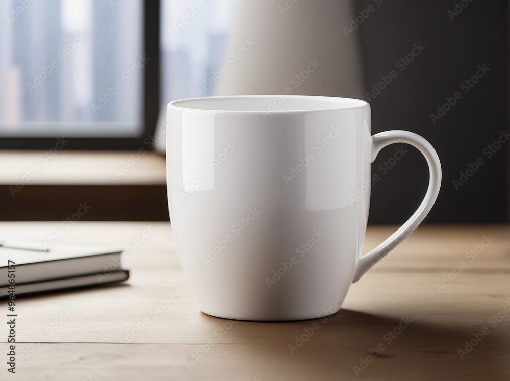 empty white coffee cup with a smooth, shiny surface on a table empty white coffee cup with a smooth, shiny surface on a table