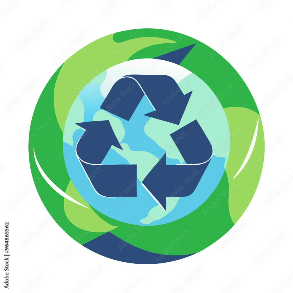 Obraz premium Recycling symbol over Earth, global sustainability and eco-conscious concept