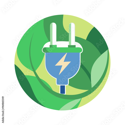 Electric plug with lightning bolt, symbol of green energy