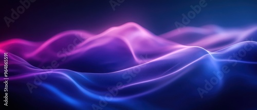 Abstract Wavy Surface with Glowing Blue and Purple Hues photo