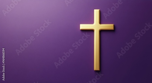 A golden cross on a rich purple background symbolizing faith and spirituality