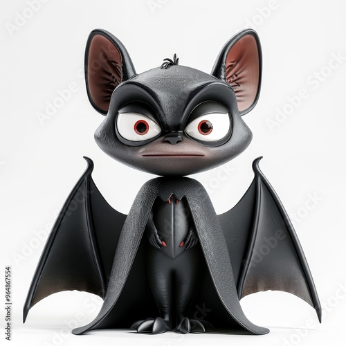 Playful cartoon bat character with large wings and expressive eyes, ideal for fun and whimsical designs. photo