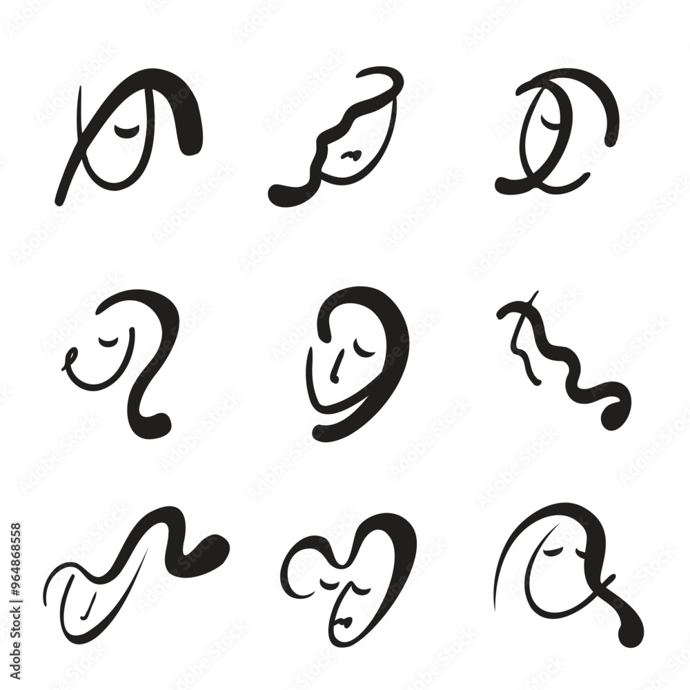 Abstract Drawing Woman Face, Minimal Portrait Art for Wall Design, Modern Wall Picture Print Abstract Drawing Woman Face, Minimal Portrait Art for Wall Design, Modern Wall Picture Print