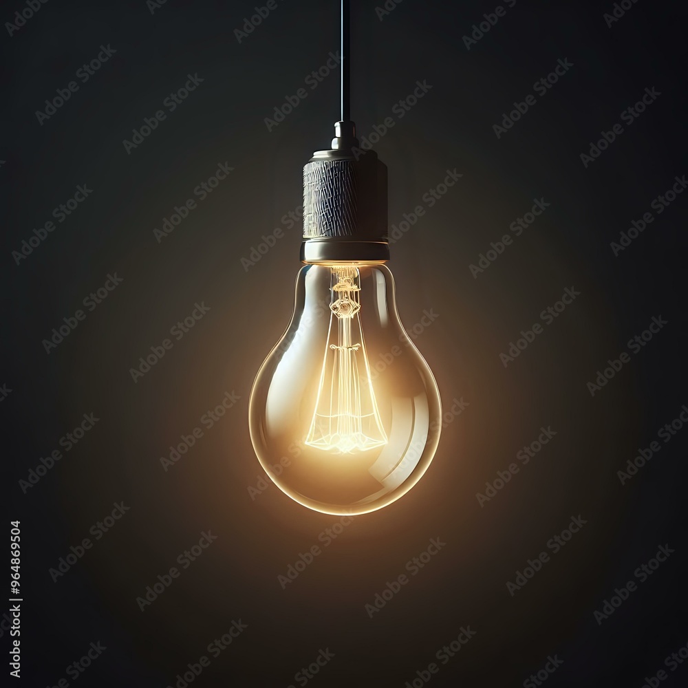 Glowing light bulb isolated on dark background, symbolizing innovation and creativity in a vector design Glowing light bulb isolated on dark background, symbolizing innovation and creativity in a vector design