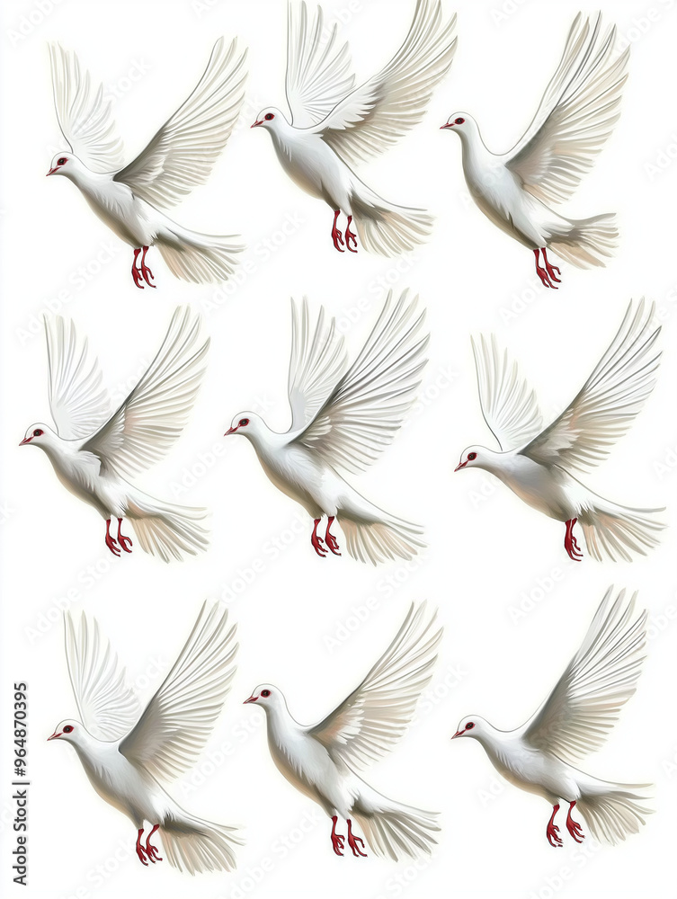 Fototapeta premium set of white pigeons