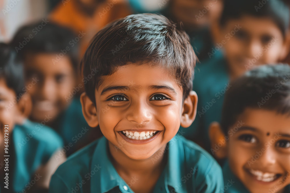 Portrait of indian school boy in classroom, rural village with availability of education Portrait of indian school boy in classroom, rural village with availability of education