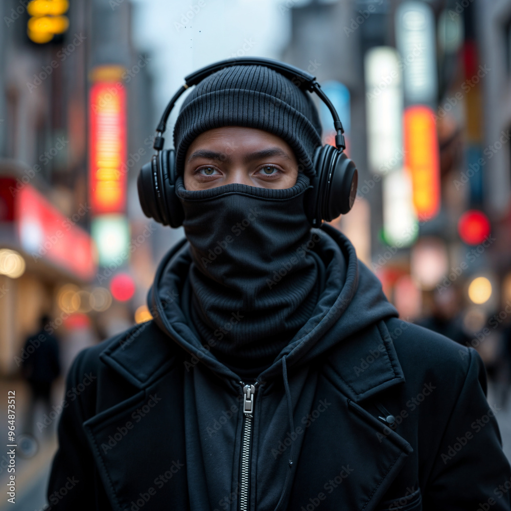 full face mask cover portrait headphone street full face mask cover portrait headphone street
