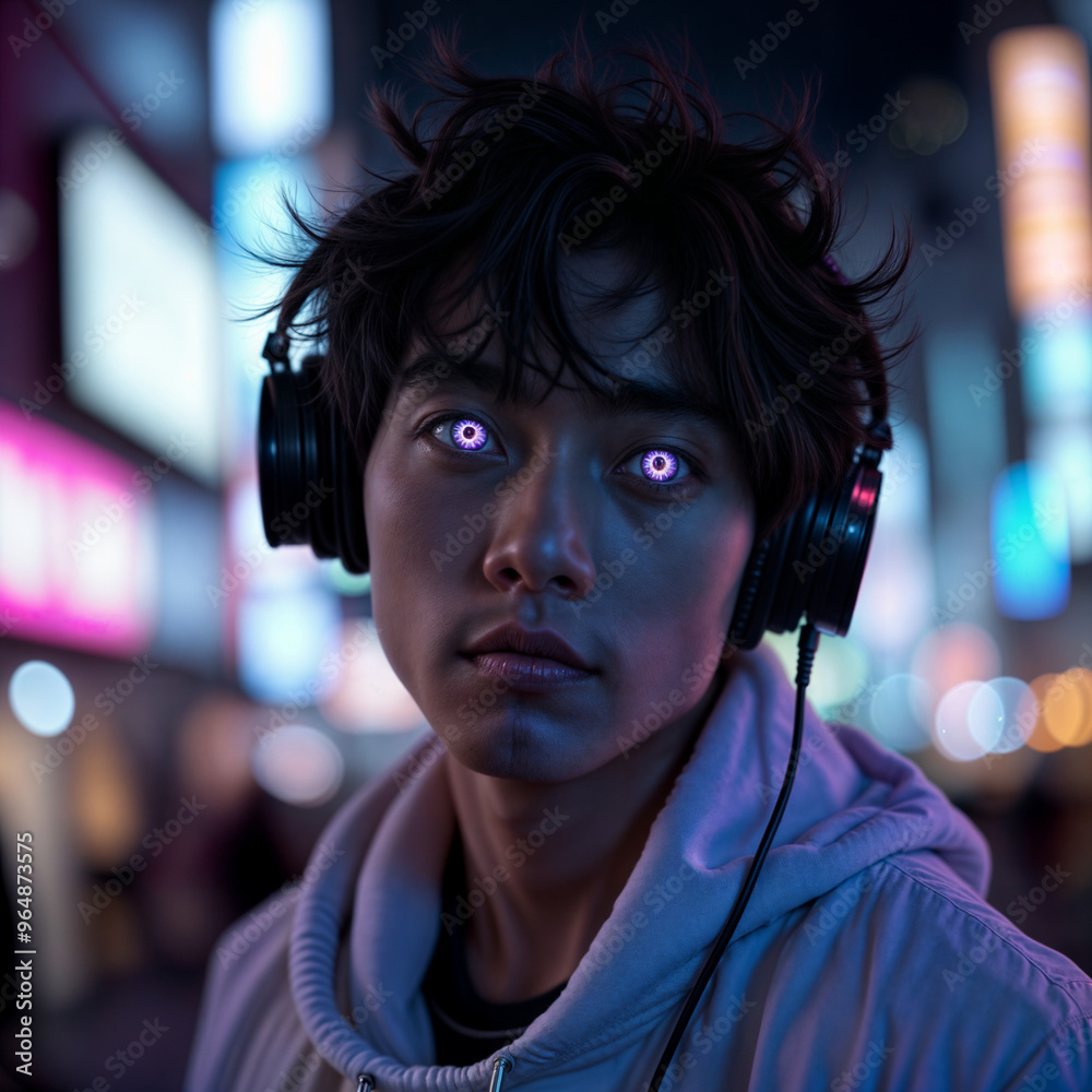 hypnotic young man music headphone street city hypnotic young man music headphone street city