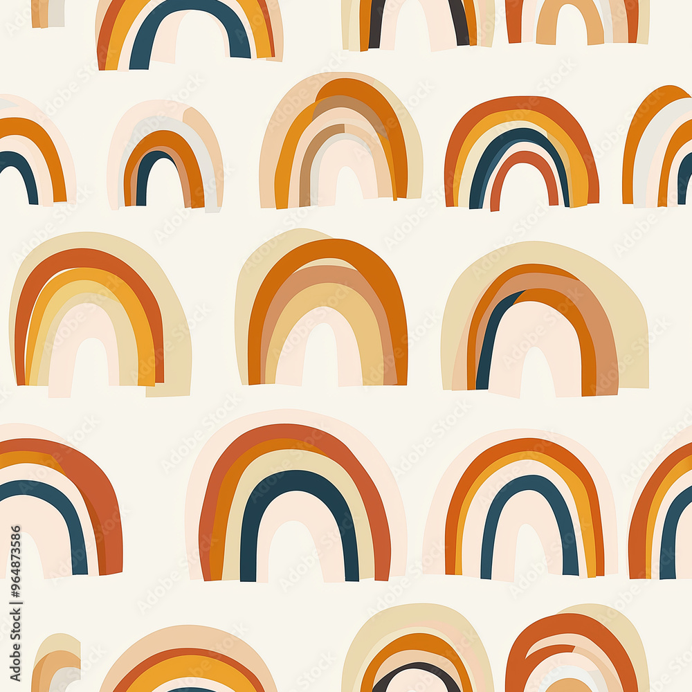 Boho style simple rainbows in bold colors, seamless pattern Boho style simple rainbows in bold colors, seamless pattern
