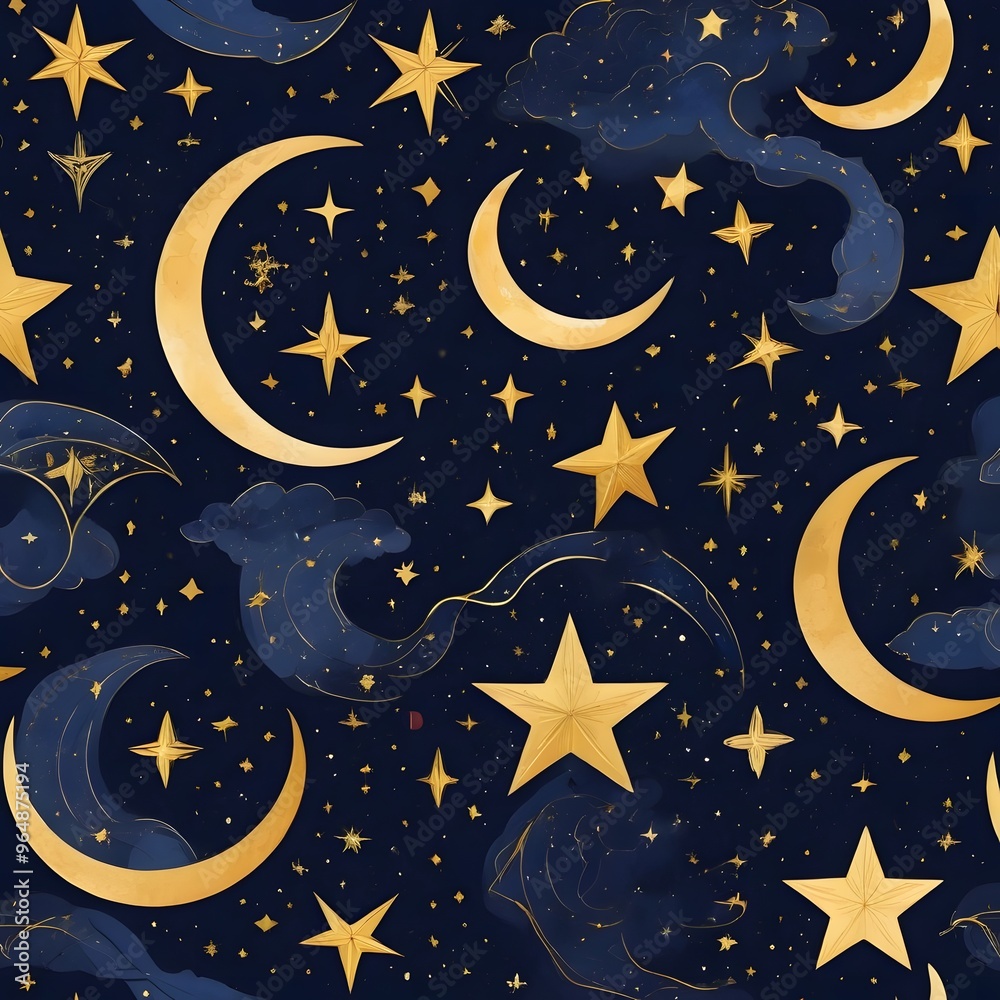 Naklejka premium sky with stars pattern illustration