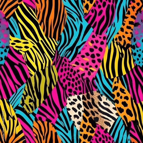 seamless pattern of zebra, tiger