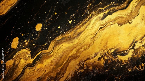 Gold fluid art marbling paint texture. Gold marbling background