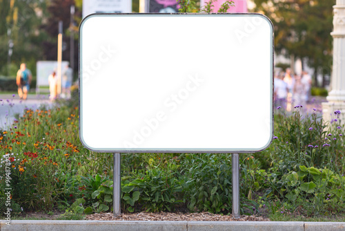 Modern empty blank advertising billboard banner in a city outdoors. Mockup for your advertising project.