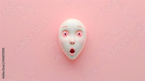 Surprised eyes and mouth emoji expression on pink background