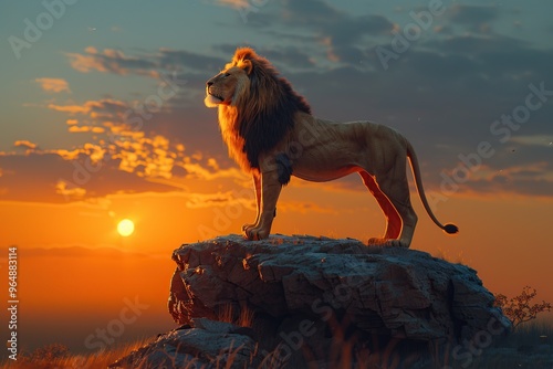 Majestic Lion at Sunset