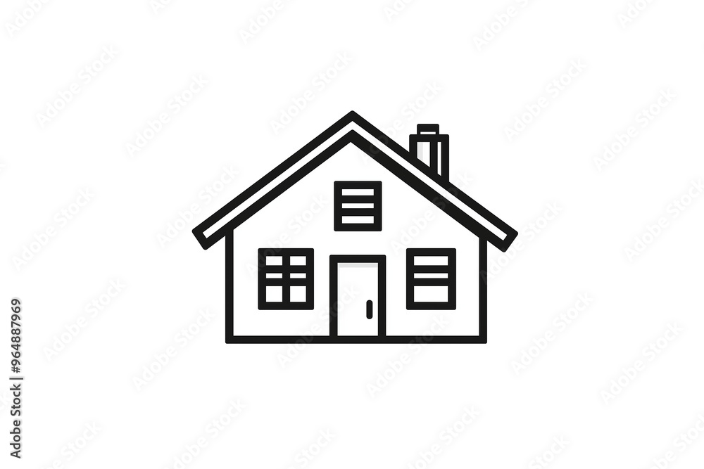 Simple black-and-white line art of a two-story residential house with a garage, front porch, and large windows.isolated on white background.
Simple black-and-white line art of a two-story residential house with a garage, front porch, and large windows.isolated on white background.