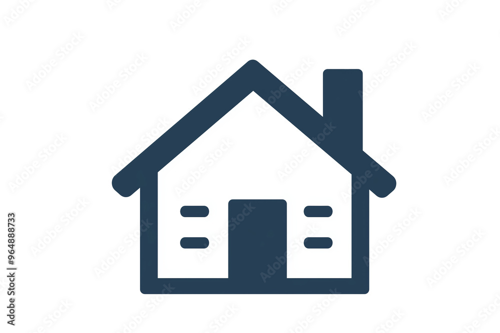 A simple, minimalist house icon featuring a clean, blue silhouette. A simple, minimalist house icon featuring a clean, blue silhouette.