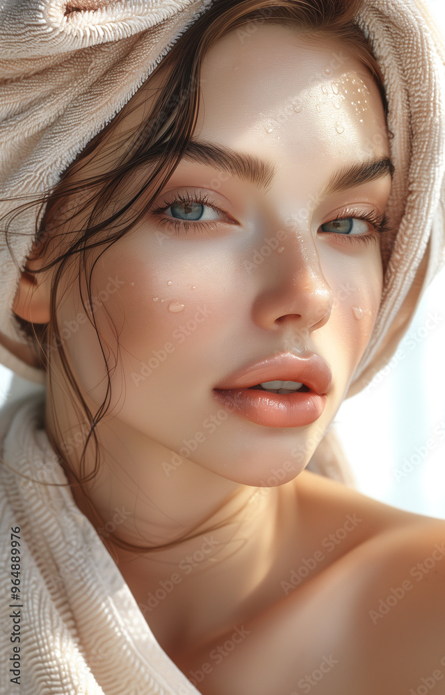 Naklejka premium Woman after spa treatments wrapped in a towel