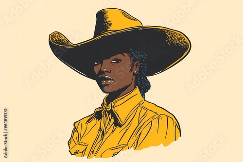 background image of a cowboy woman, western illustration style, western.  