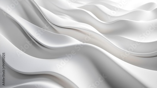 Abstract White Fabric with Soft, Rolling Waves