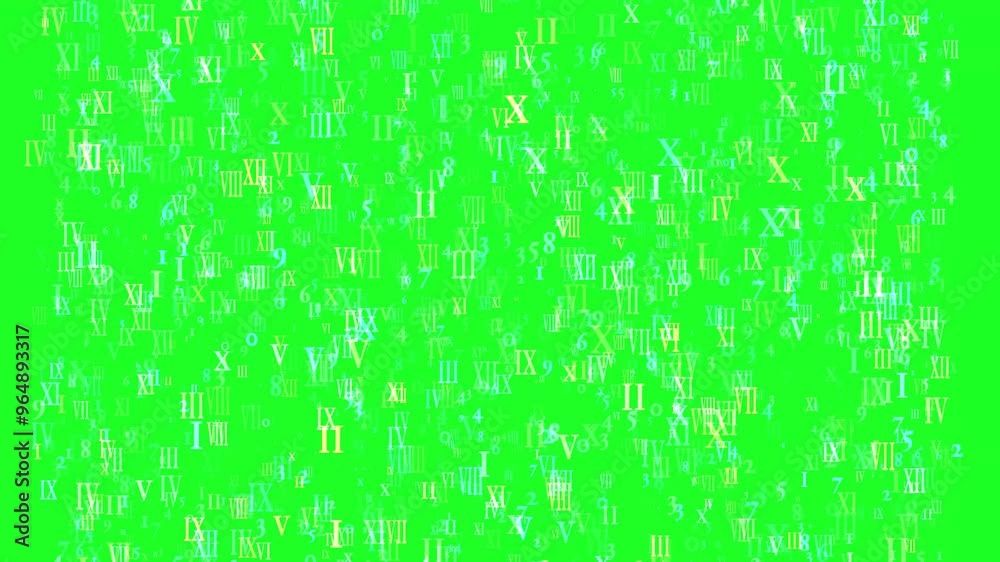 Random numbert on green screen Random numbert on green screen