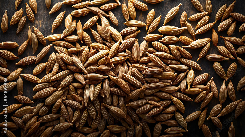 Raw Paddy Rice Grains on Dark Wooden Background Raw Paddy Rice Grains on Dark Wooden Background