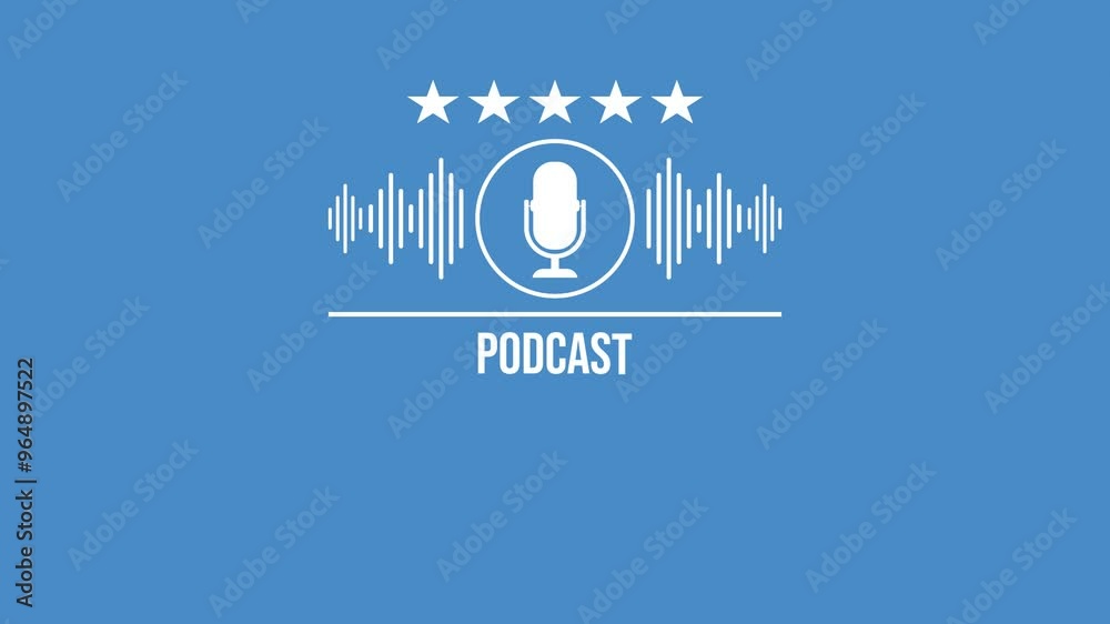 Podcast. Podcasting Sound Audio Wave animation	