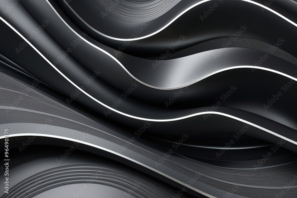 Obraz premium Stylish 3D Graphite Design Featuring Elegant Metallic Wave Patterns